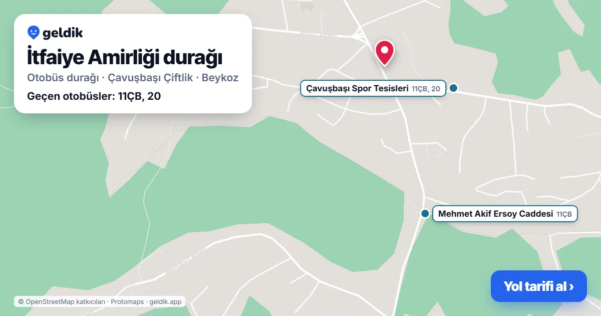 İtfaiye Amirliği otobüs durağı haritada: konumu ve yakındaki duraklar