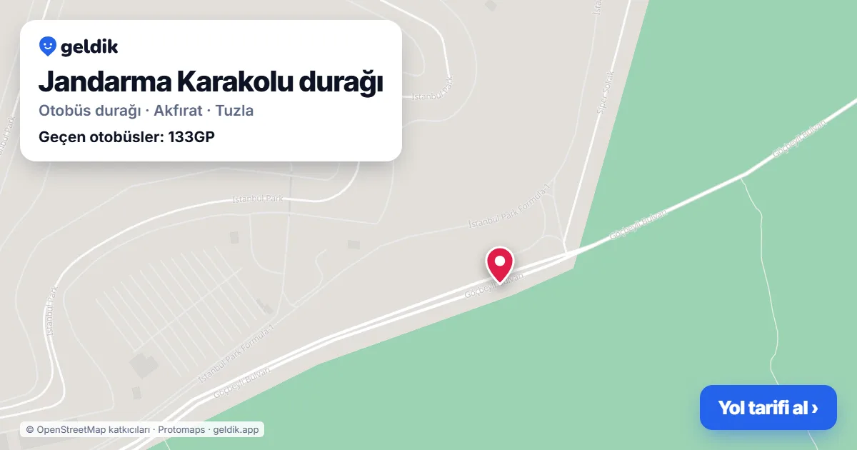 Jandarma Karakolu otobüs durağı haritada: konumu ve yakındaki duraklar