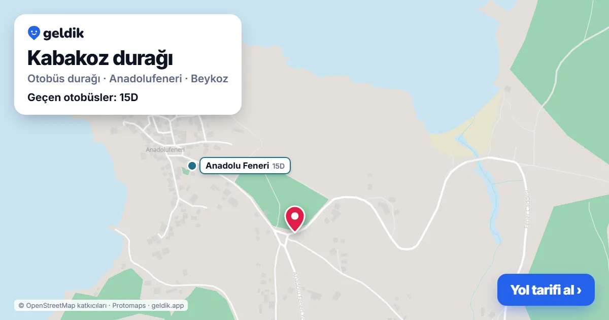 Kabakoz otobüs durağı haritada: konumu ve yakındaki duraklar