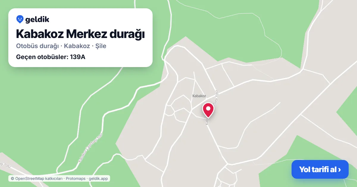 Kabakoz Merkez otobüs durağı haritada: konumu ve yakındaki duraklar