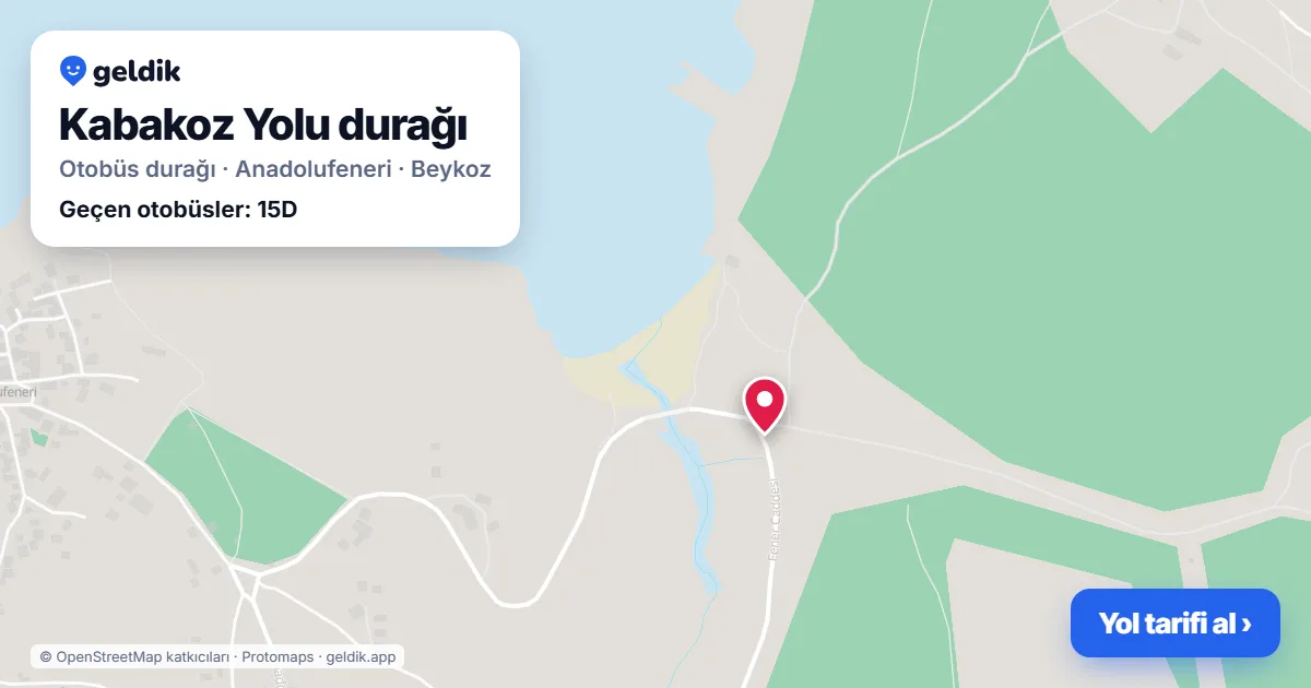 Kabakoz Yolu otobüs durağı haritada: konumu ve yakındaki duraklar