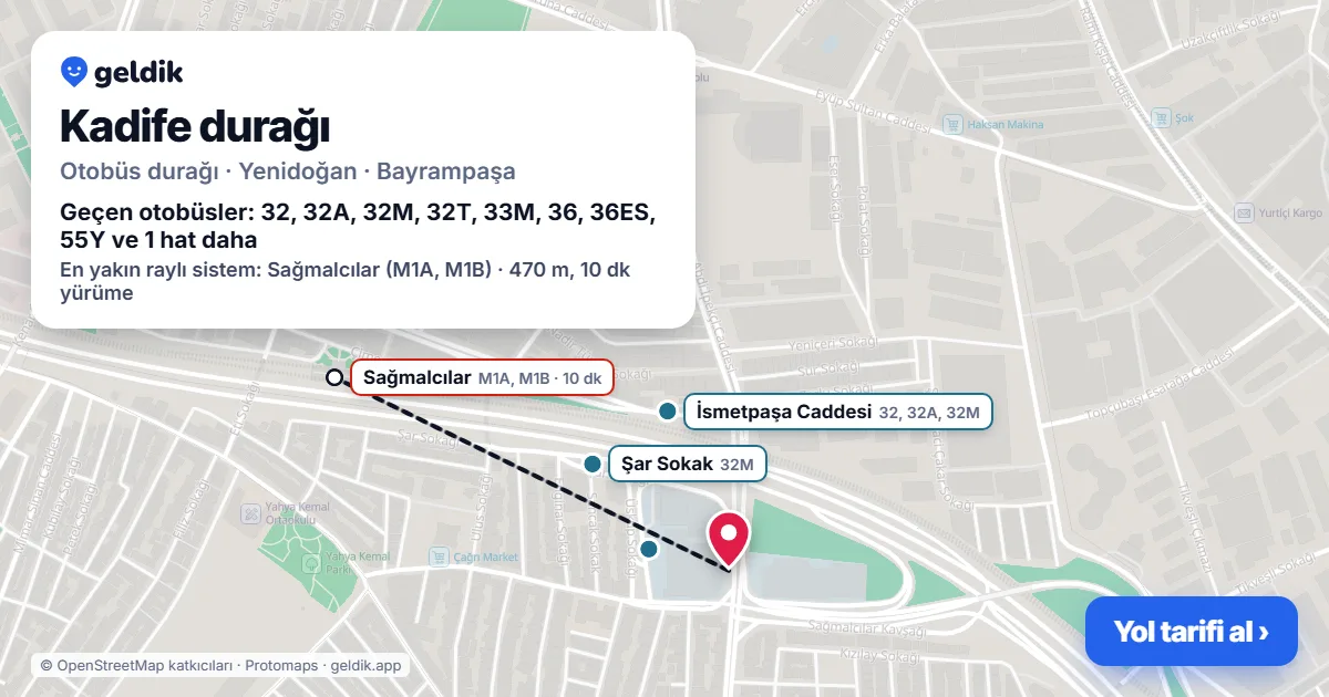 Kadife otobüs durağı haritada: konumu ve yakındaki duraklar