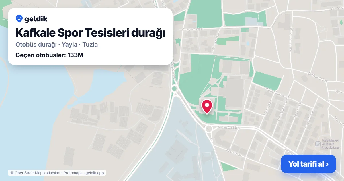 Kafkale Spor Tesisleri otobüs durağı haritada: konumu ve yakındaki duraklar