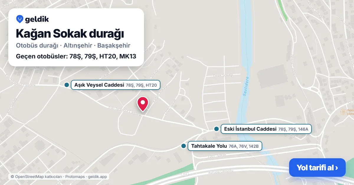 Kağan Sokak otobüs durağı haritada: konumu ve yakındaki duraklar