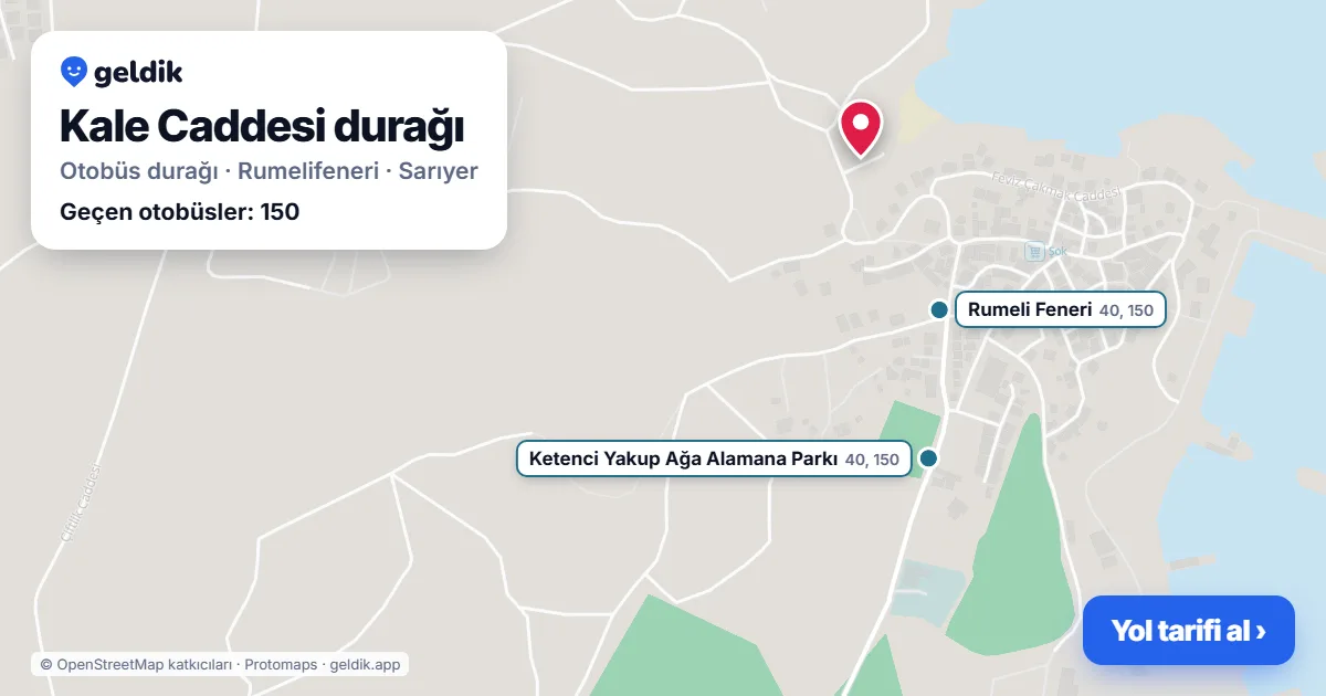 Kale Caddesi otobüs durağı haritada: konumu ve yakındaki duraklar