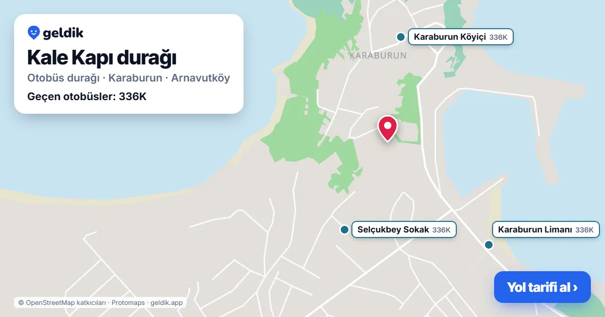 Kale Kapı otobüs durağı haritada: konumu ve yakındaki duraklar