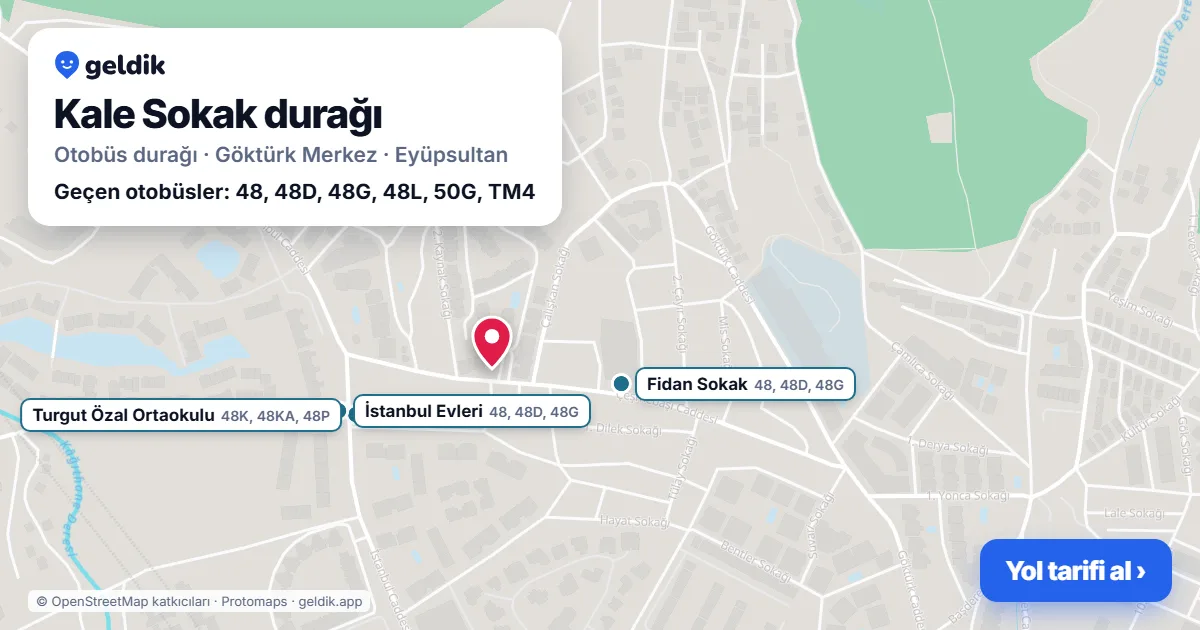 Kale Sokak otobüs durağı haritada: konumu ve yakındaki duraklar