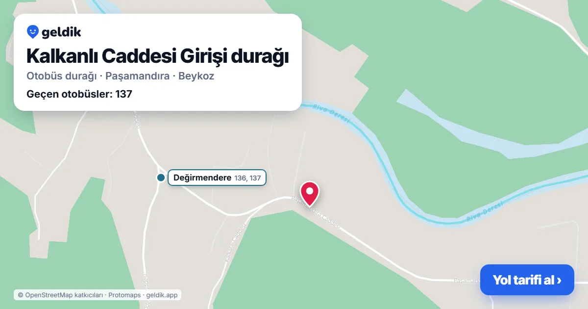 Kalkanlı Caddesi Girişi otobüs durağı haritada: konumu ve yakındaki duraklar