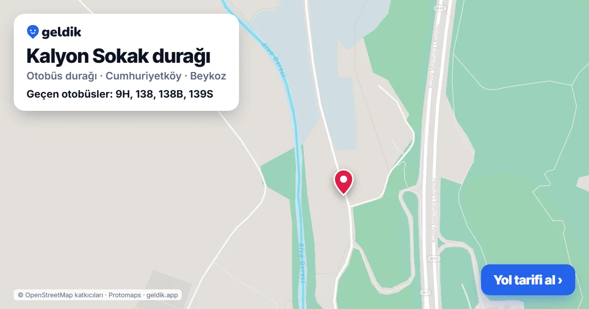 Kalyon Sokak otobüs durağı haritada: konumu ve yakındaki duraklar