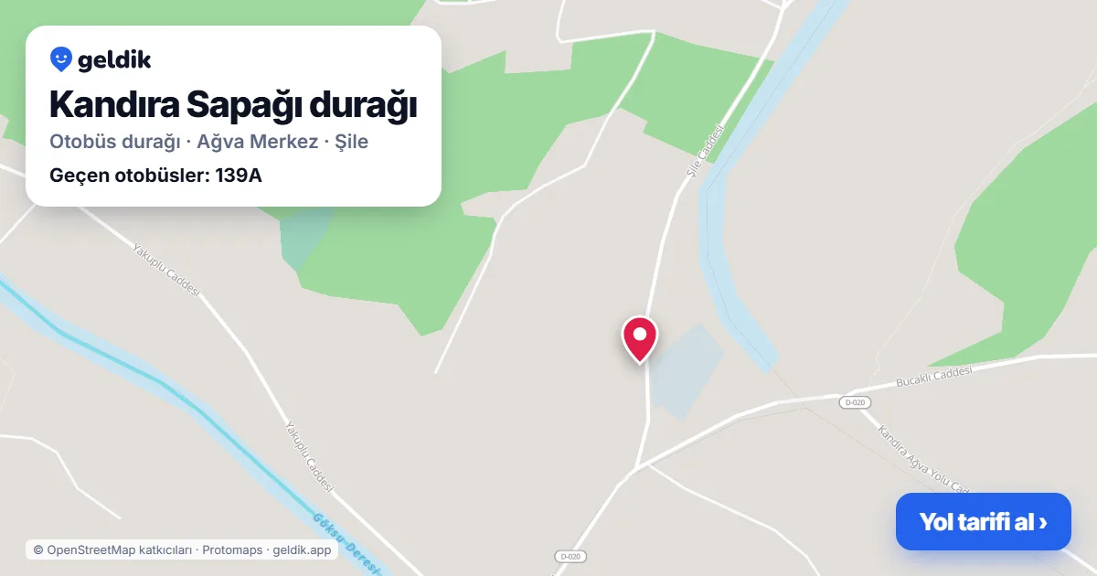 Kandıra Sapağı otobüs durağı haritada: konumu ve yakındaki duraklar