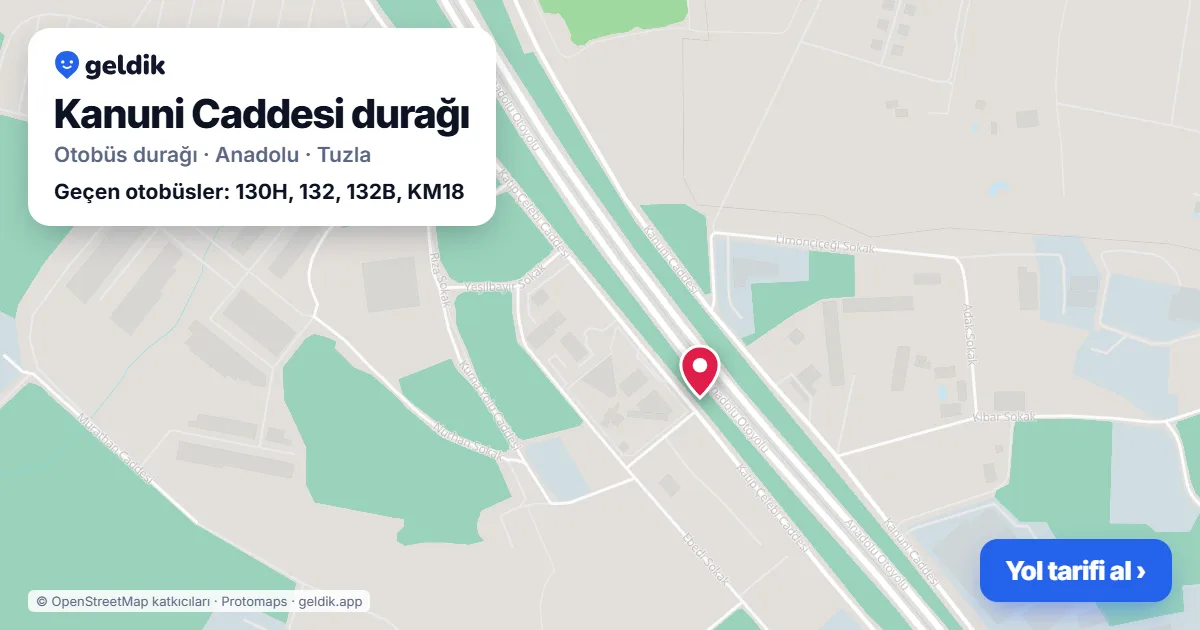 Kanuni Caddesi otobüs durağı haritada: konumu ve yakındaki duraklar