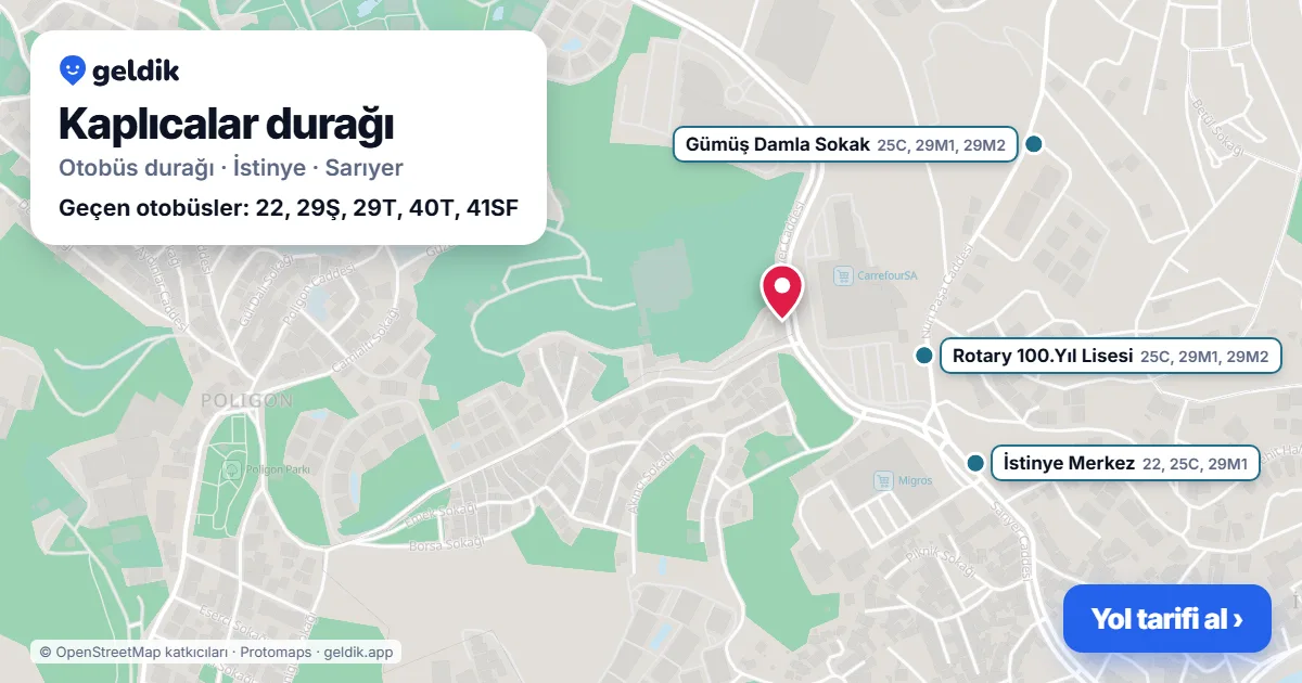 Kaplıcalar otobüs durağı haritada: konumu ve yakındaki duraklar