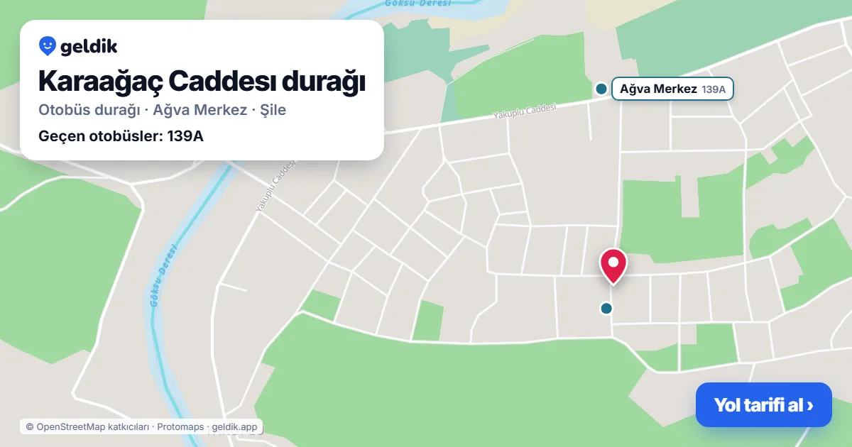 Karaağaç Caddesı otobüs durağı haritada: konumu ve yakındaki duraklar