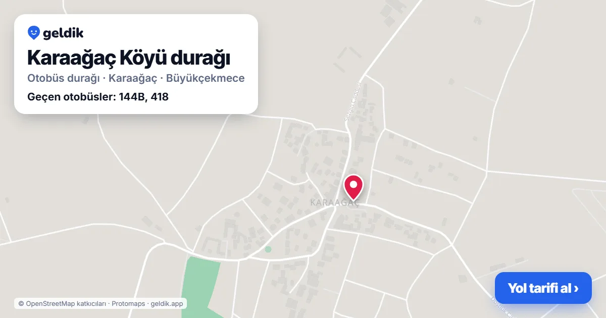 Karaağaç Köyü otobüs durağı haritada: konumu ve yakındaki duraklar