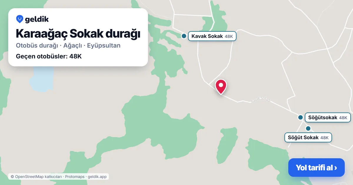 Karaağaç Sokak otobüs durağı haritada: konumu ve yakındaki duraklar