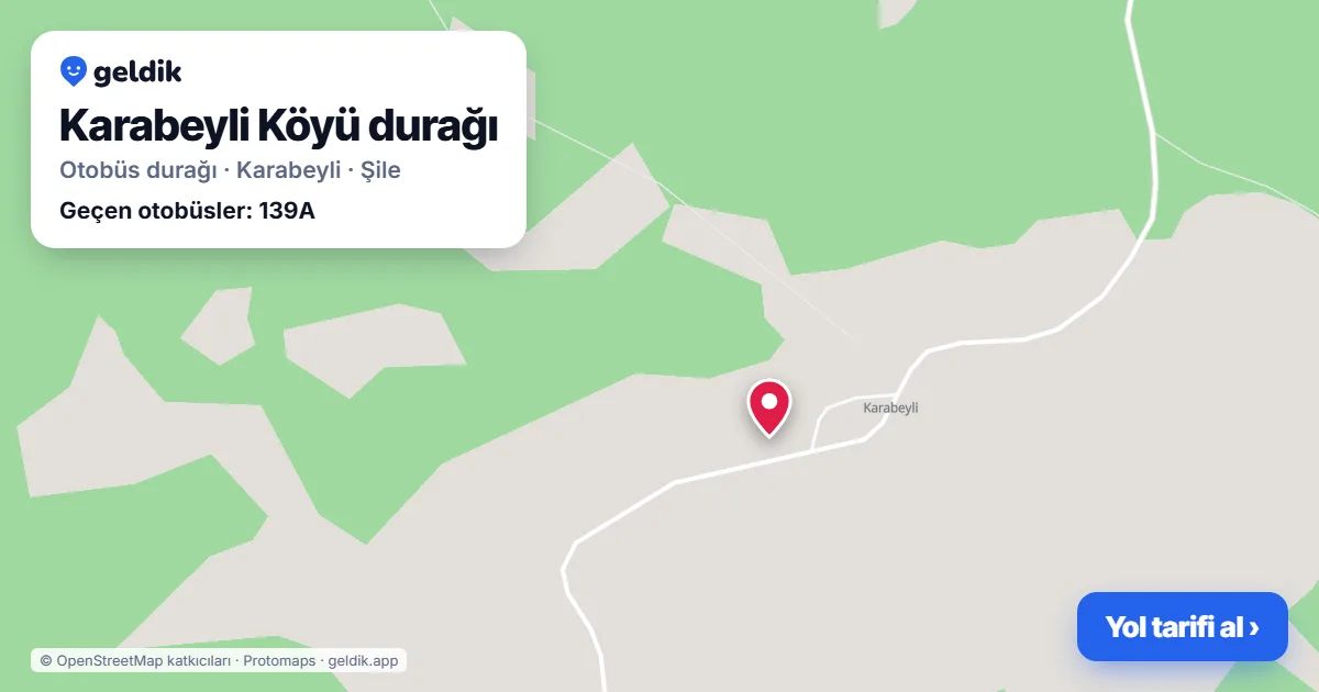Karabeyli Köyü otobüs durağı haritada: konumu ve yakındaki duraklar