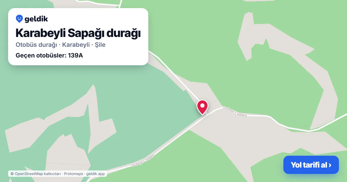 Karabeyli Sapağı otobüs durağı haritada: konumu ve yakındaki duraklar