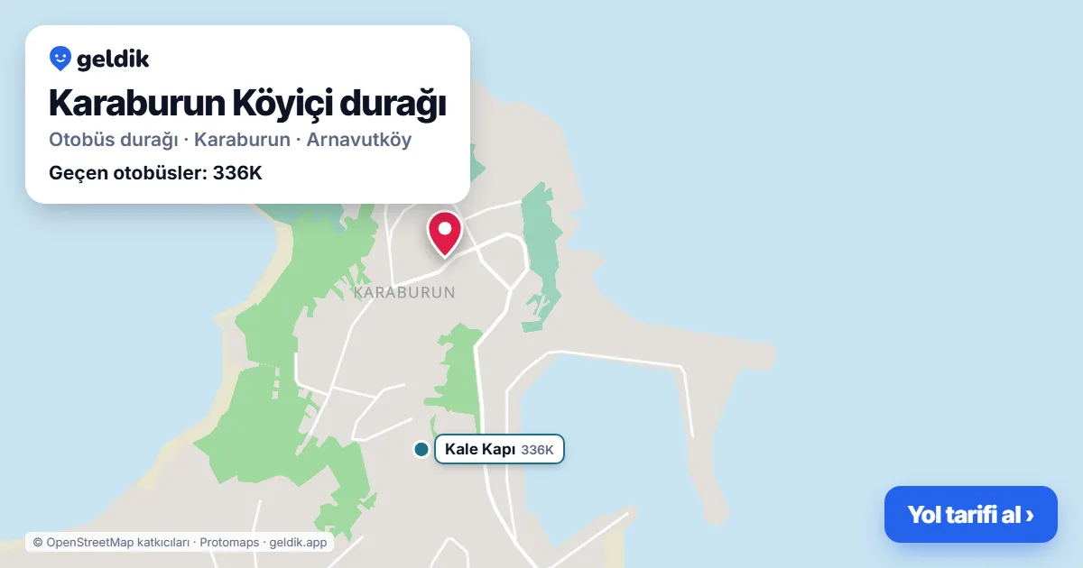 Karaburun Köyiçi otobüs durağı haritada: konumu ve yakındaki duraklar