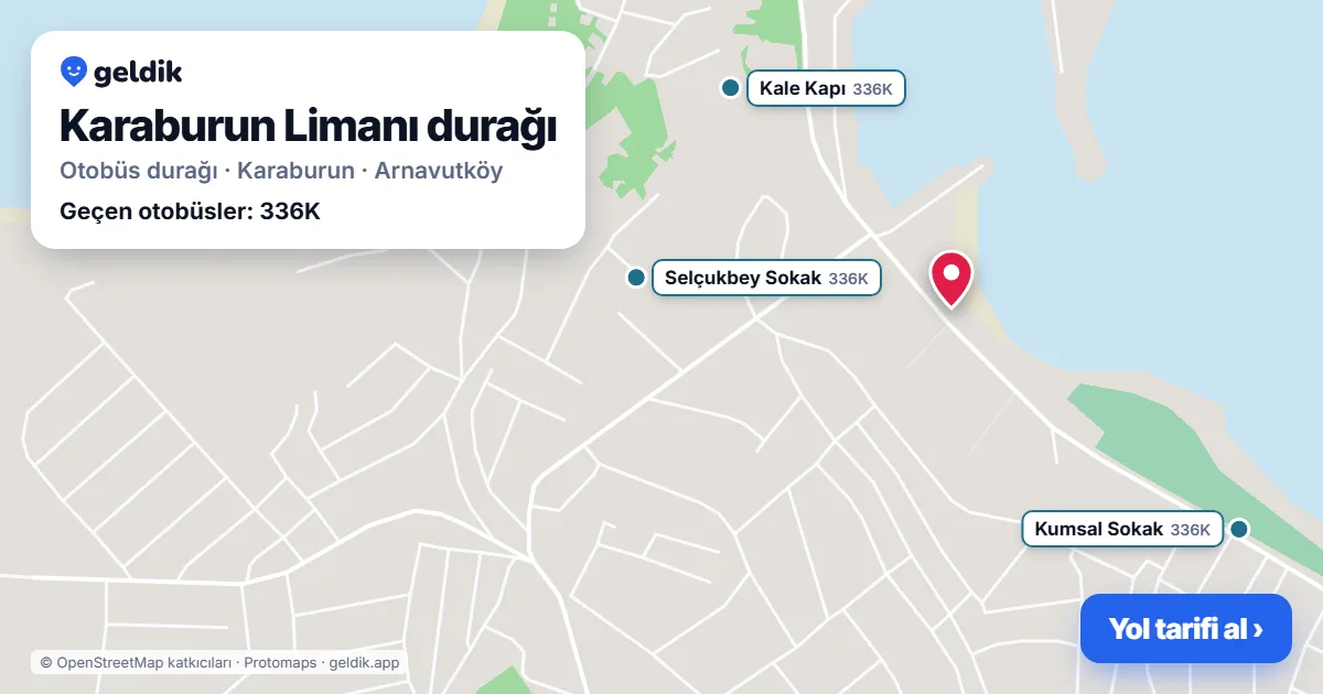 Karaburun Limanı otobüs durağı haritada: konumu ve yakındaki duraklar
