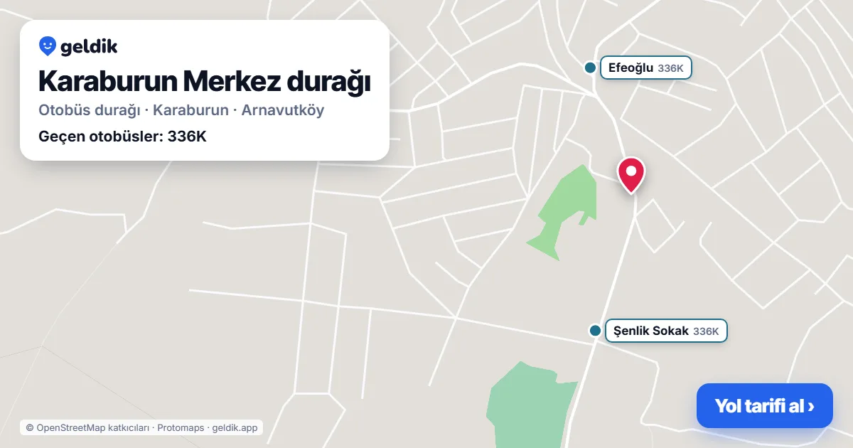 Karaburun Merkez otobüs durağı haritada: konumu ve yakındaki duraklar