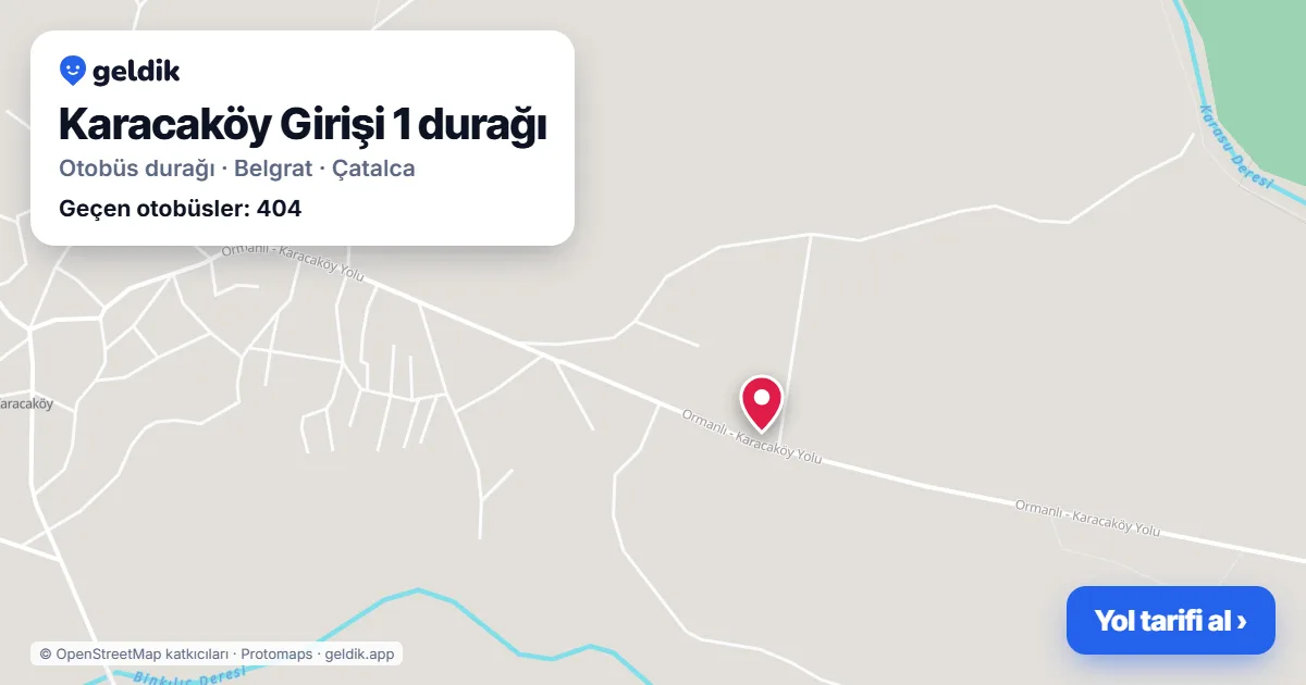 Karacaköy Girişi 1 otobüs durağı haritada: konumu ve yakındaki duraklar