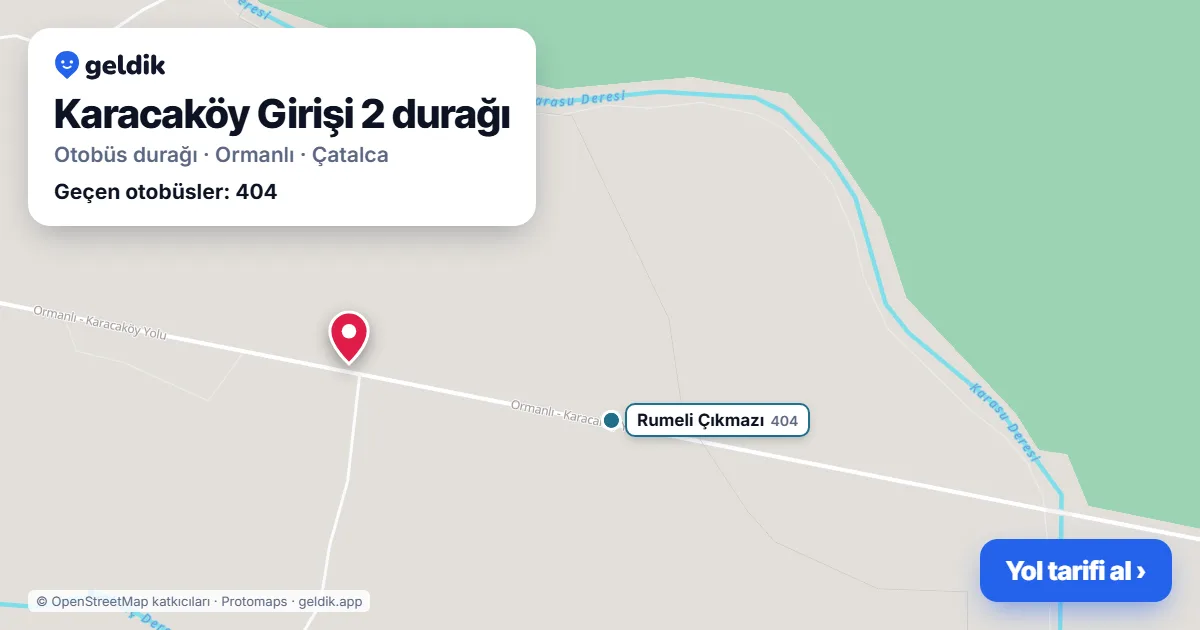 Karacaköy Girişi 2 otobüs durağı haritada: konumu ve yakındaki duraklar