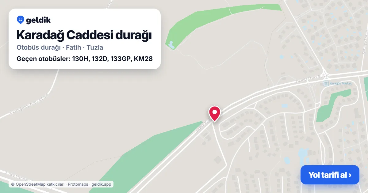 Karadağ Caddesi otobüs durağı haritada: konumu ve yakındaki duraklar