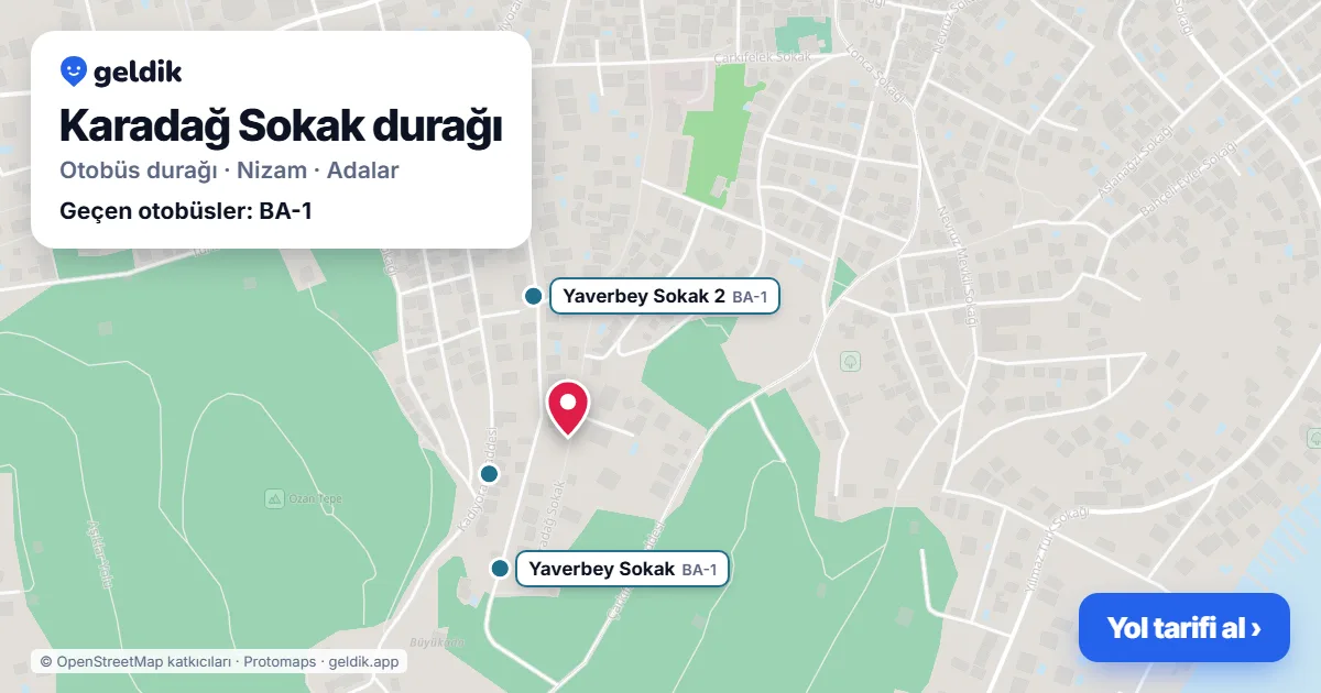 Karadağ Sokak otobüs durağı haritada: konumu ve yakındaki duraklar