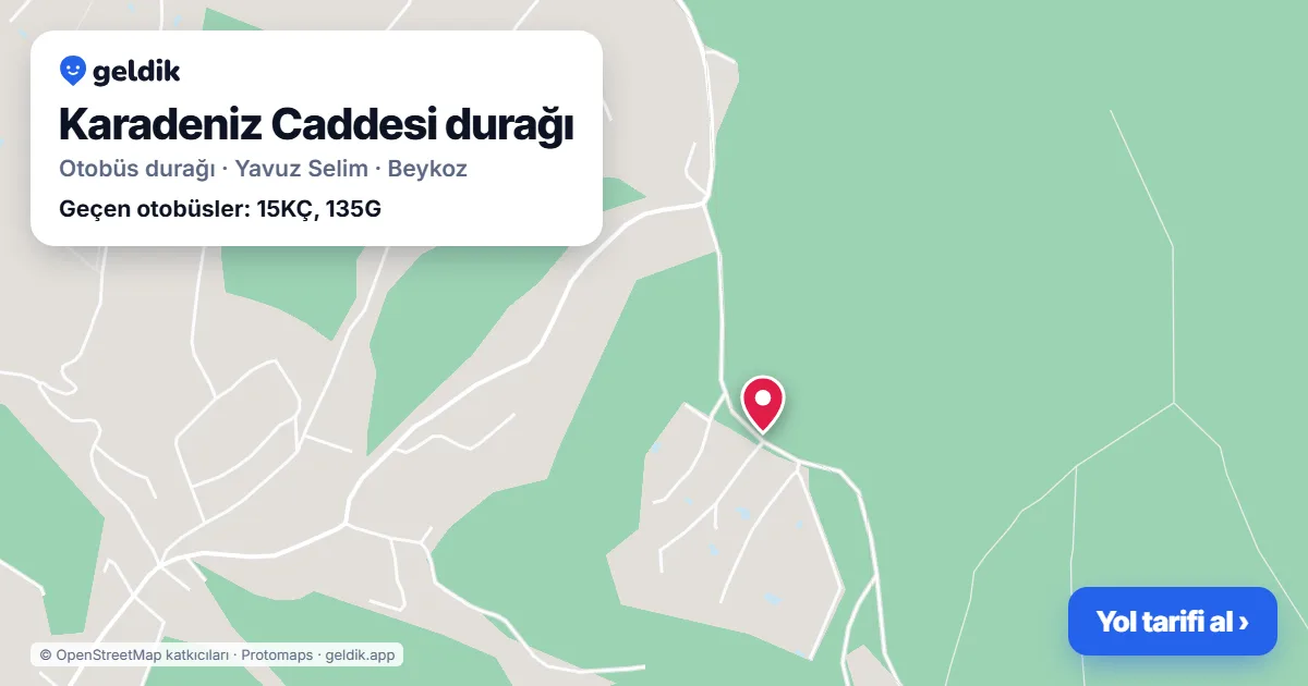 Karadeniz Caddesi otobüs durağı haritada: konumu ve yakındaki duraklar