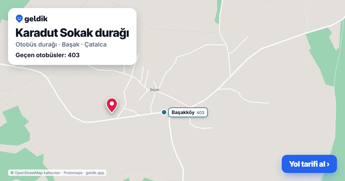 Karadut Sokak otobüs durağı haritada: konumu ve yakındaki duraklar