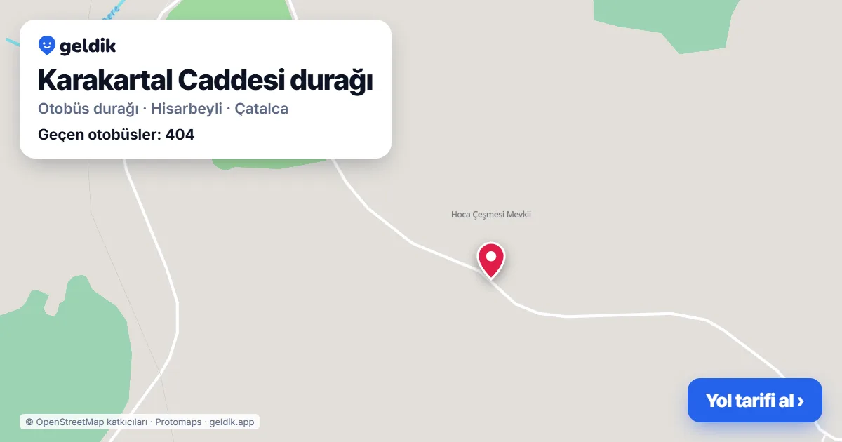 Karakartal Caddesi otobüs durağı haritada: konumu ve yakındaki duraklar