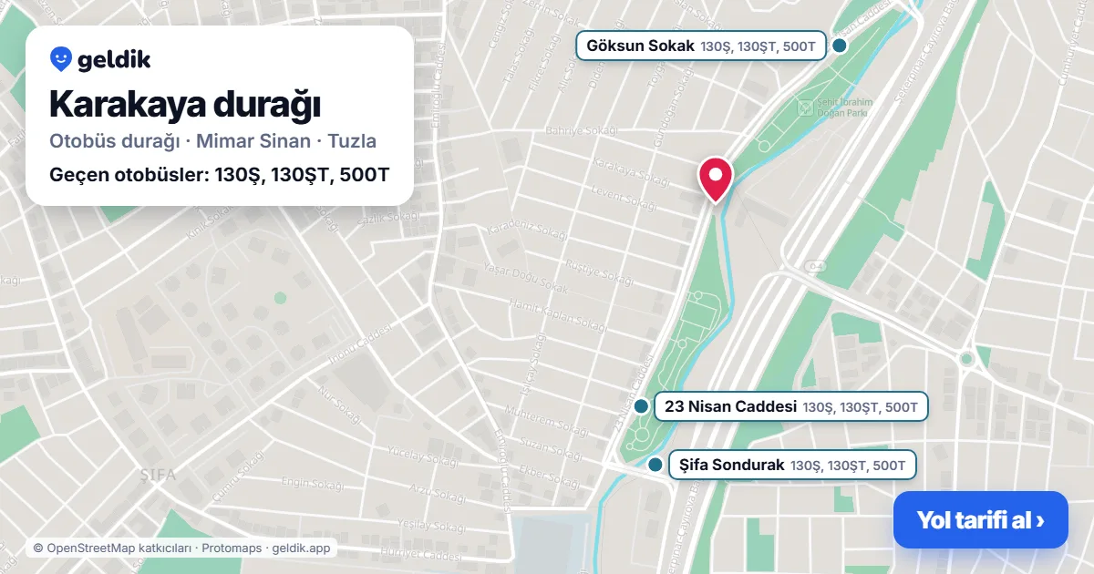 Karakaya otobüs durağı haritada: konumu ve yakındaki duraklar