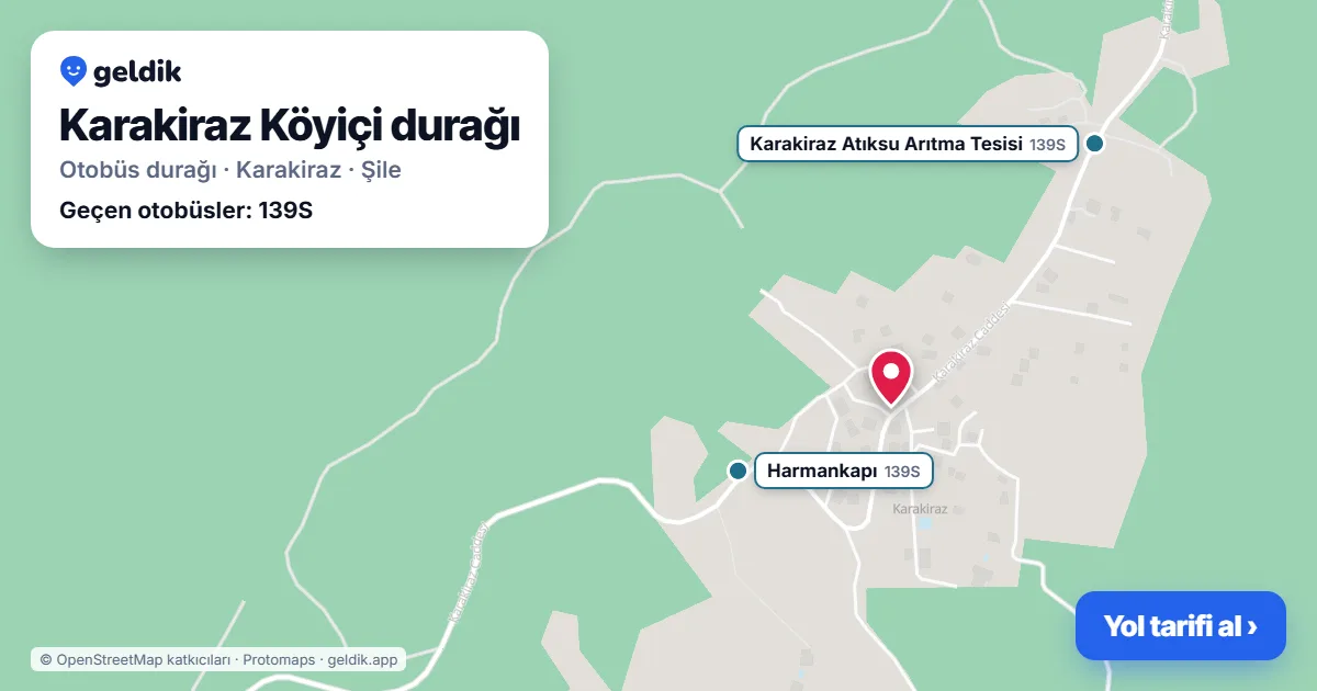 Karakiraz Köyiçi otobüs durağı haritada: konumu ve yakındaki duraklar