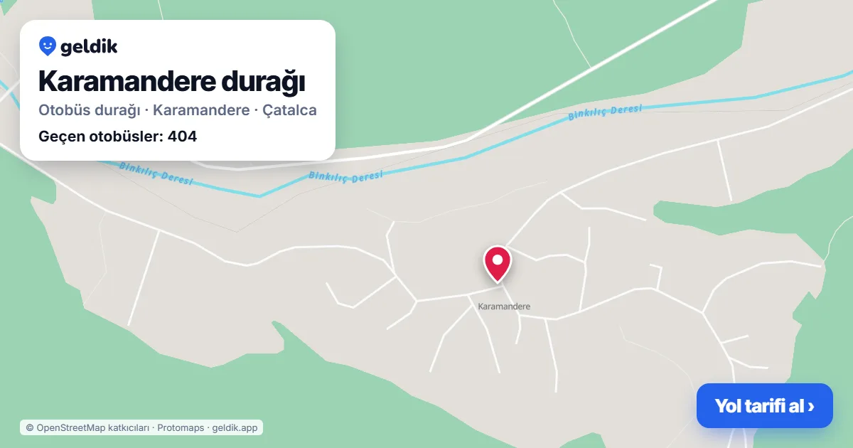 Karamandere otobüs durağı haritada: konumu ve yakındaki duraklar