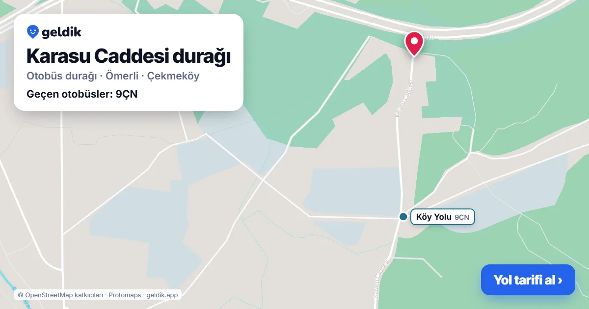 Karasu Caddesi otobüs durağı haritada: konumu ve yakındaki duraklar