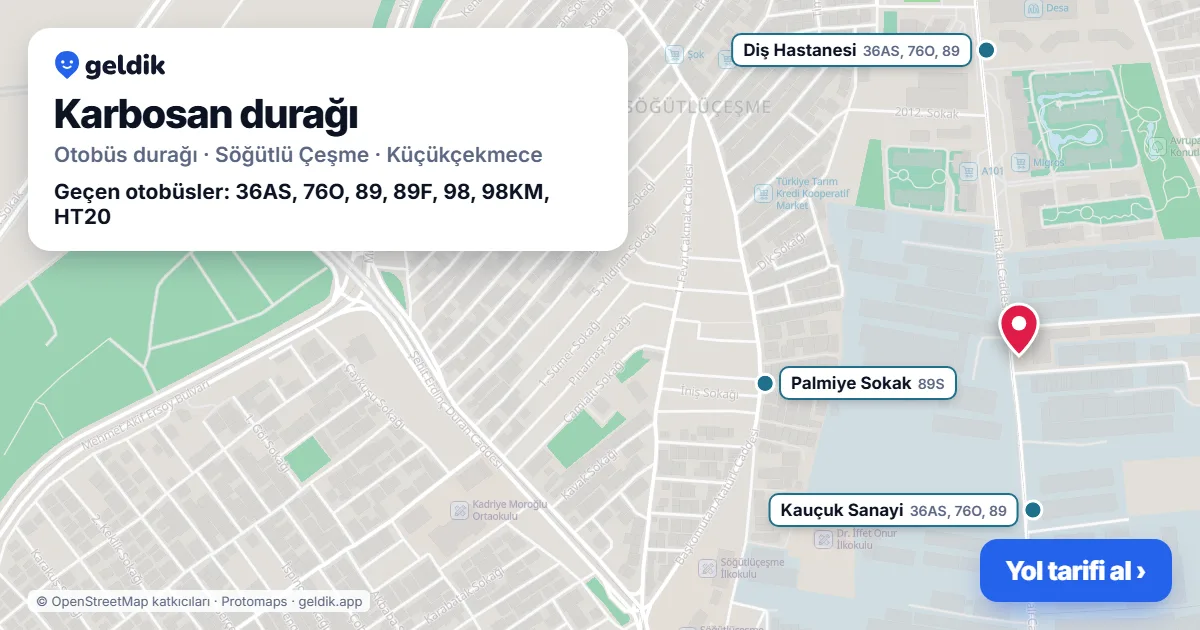 Karbosan otobüs durağı haritada: konumu ve yakındaki duraklar