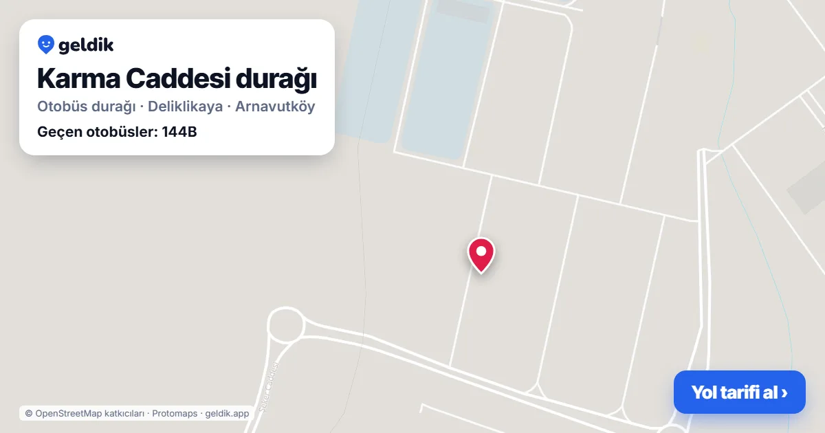 Karma Caddesi otobüs durağı haritada: konumu ve yakındaki duraklar