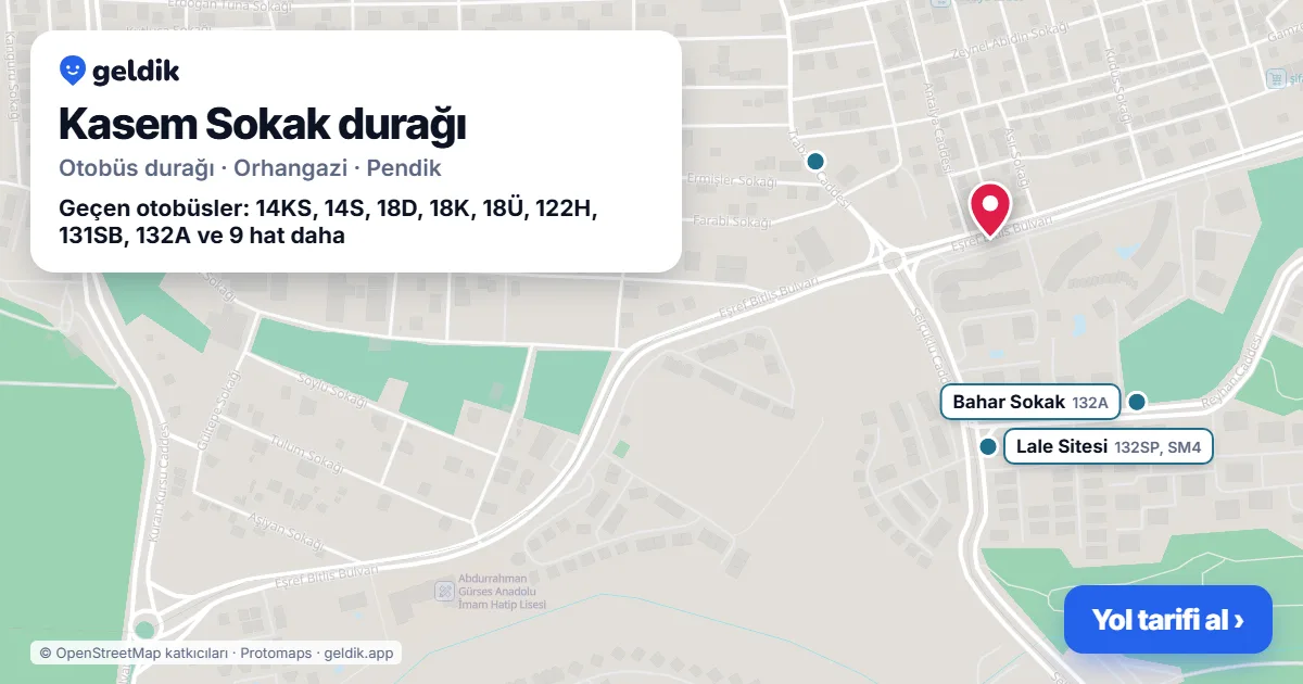 Kasem Sokak otobüs durağı haritada: konumu ve yakındaki duraklar