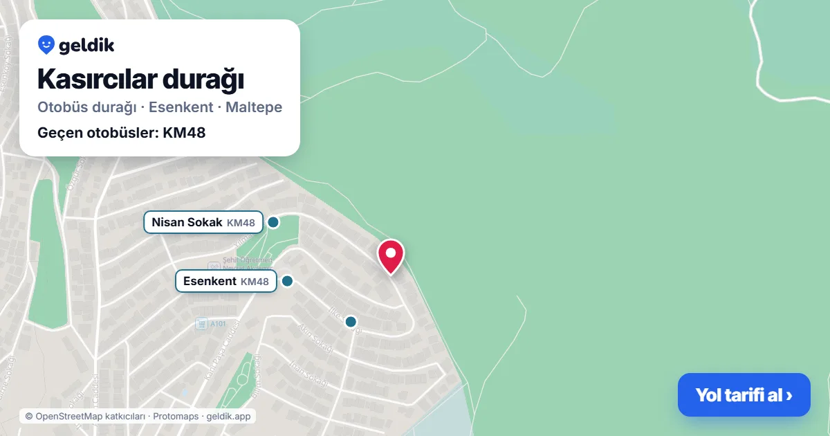 Kasırcılar otobüs durağı haritada: konumu ve yakındaki duraklar