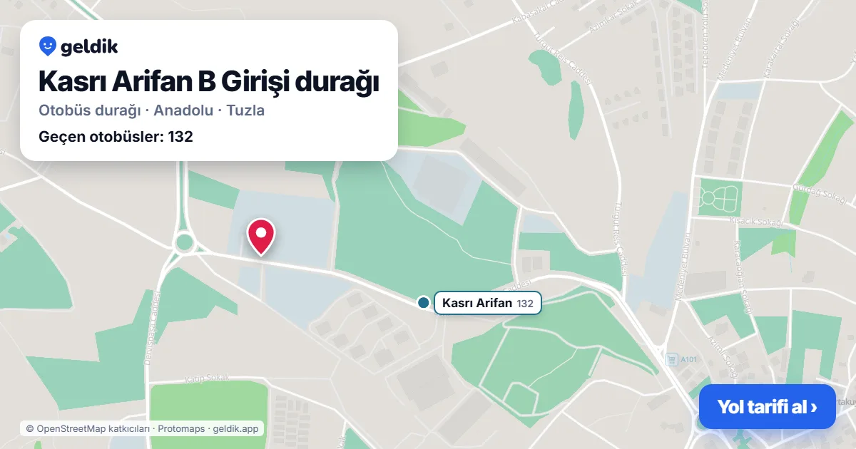 Kasrı Arifan B Girişi otobüs durağı haritada: konumu ve yakındaki duraklar
