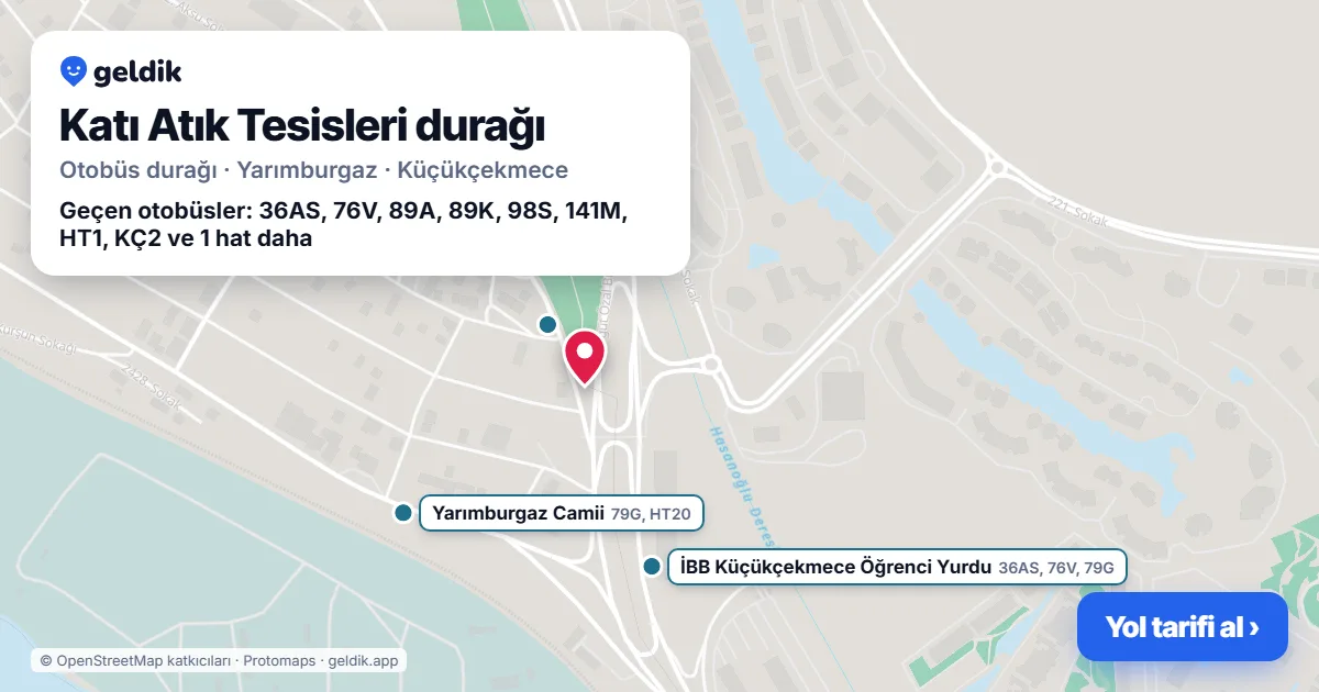 Katı Atık Tesisleri otobüs durağı haritada: konumu ve yakındaki duraklar
