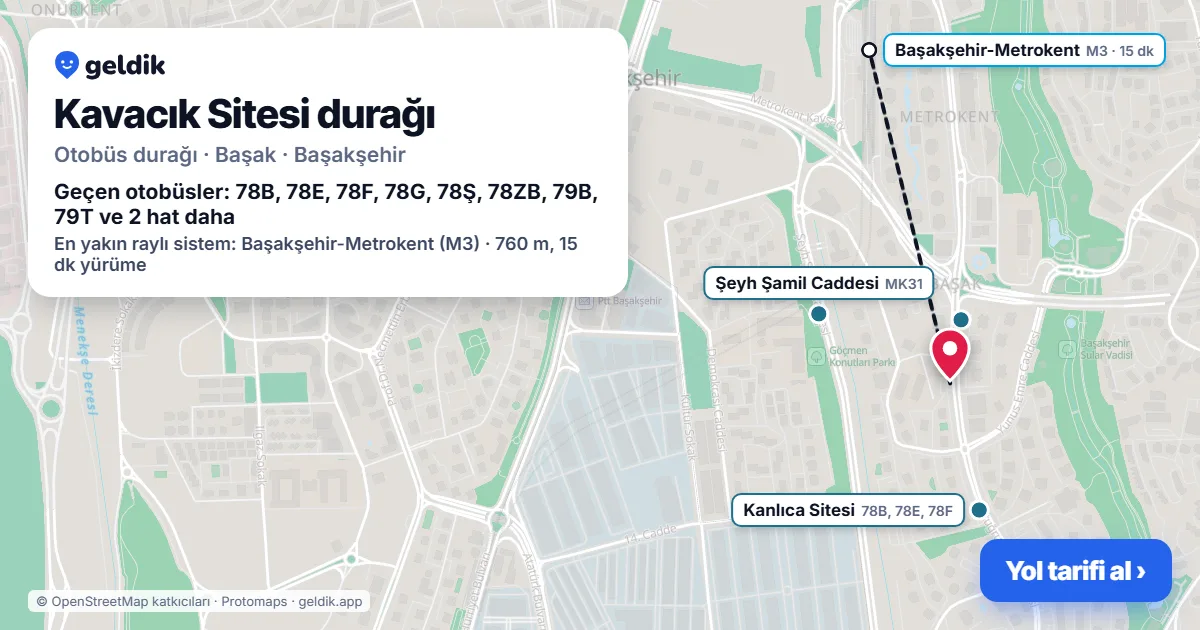 Kavacık Sitesi otobüs durağı haritada: konumu ve yakındaki duraklar