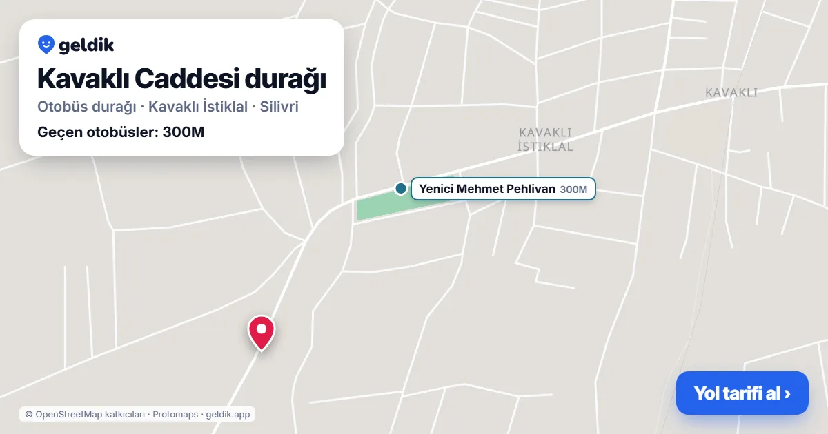 Kavaklı Caddesi otobüs durağı haritada: konumu ve yakındaki duraklar