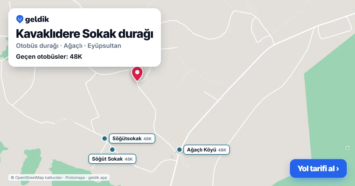 Kavaklıdere Sokak otobüs durağı haritada: konumu ve yakındaki duraklar