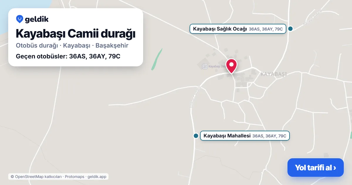 Kayabaşı Camii otobüs durağı haritada: konumu ve yakındaki duraklar