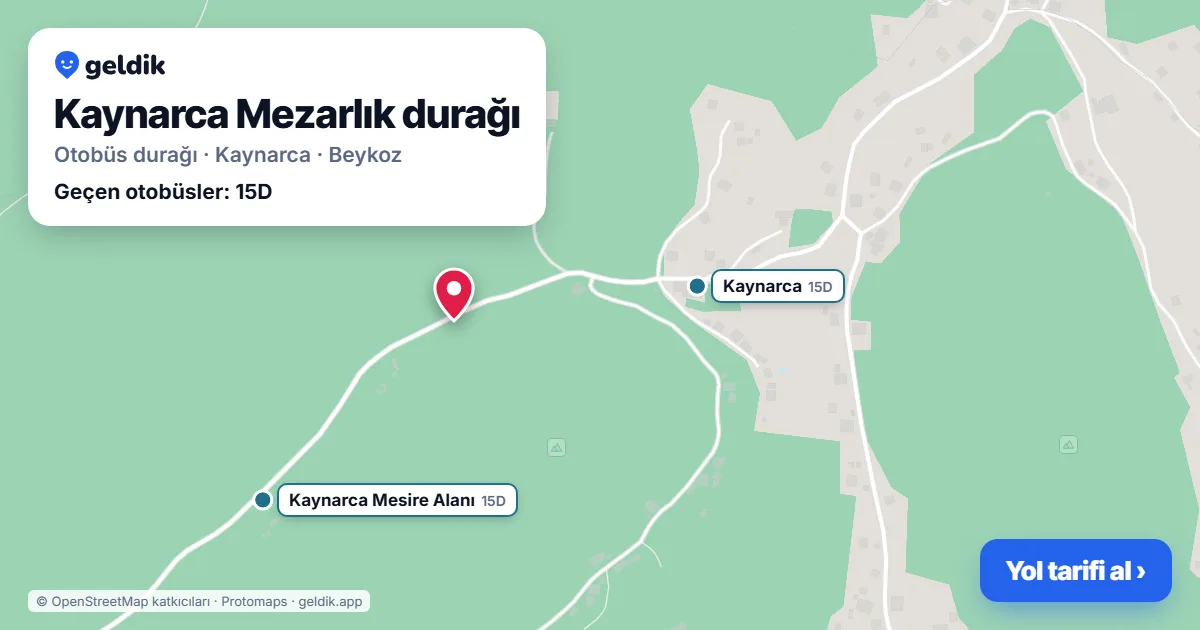 Kaynarca Mezarlık otobüs durağı haritada: konumu ve yakındaki duraklar