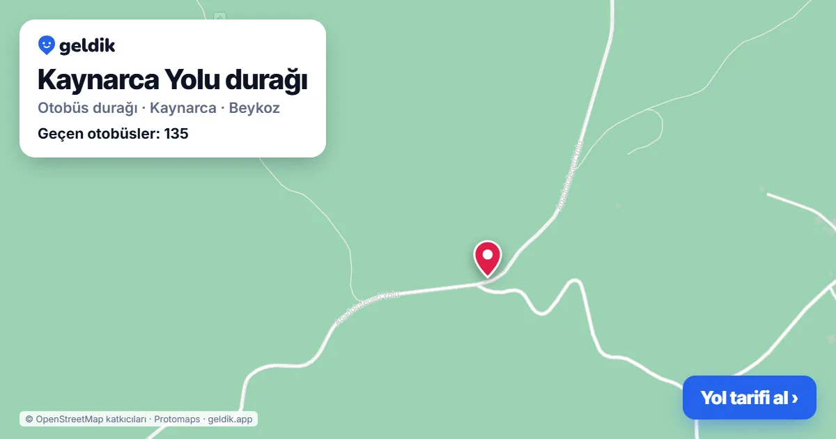 Kaynarca Yolu otobüs durağı haritada: konumu ve yakındaki duraklar