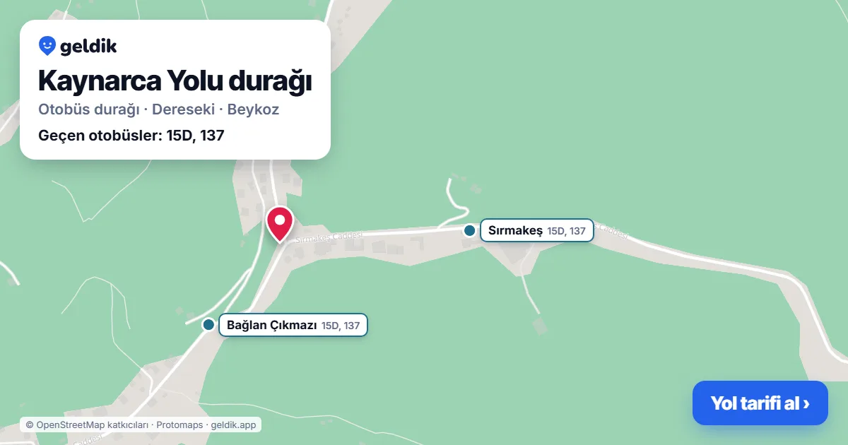 Kaynarca Yolu otobüs durağı haritada: konumu ve yakındaki duraklar
