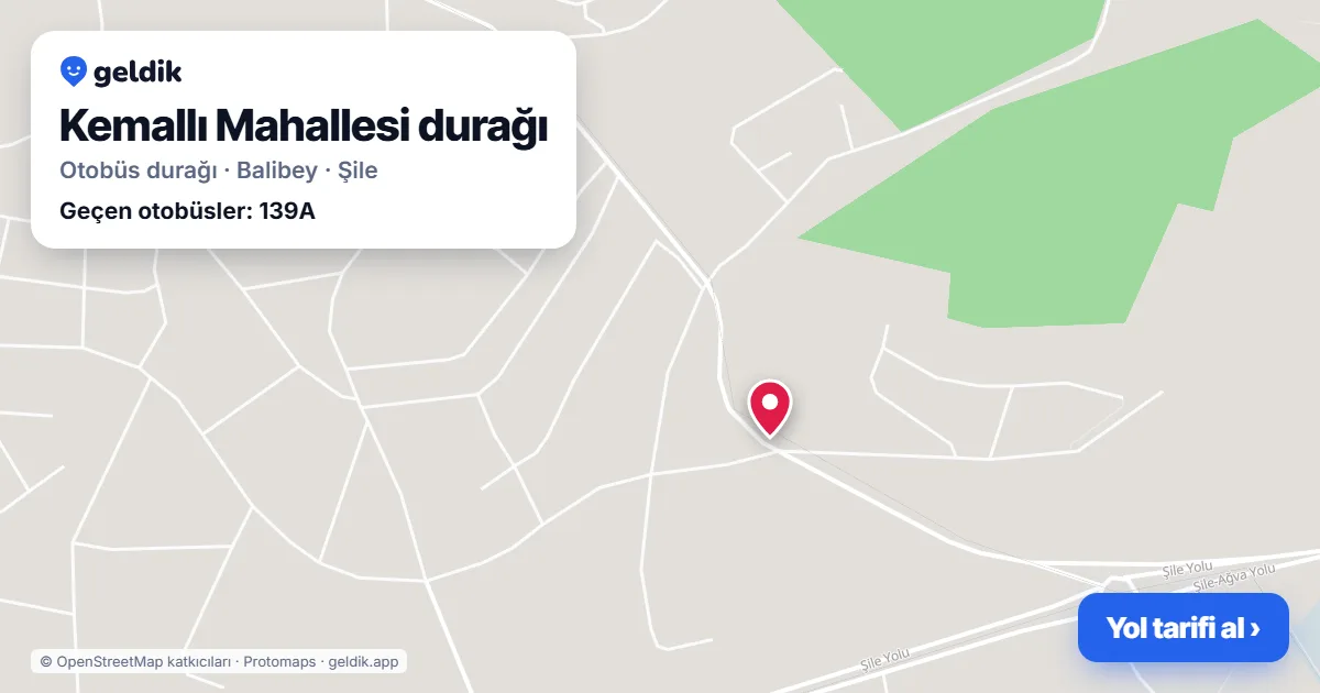 Kemallı Mahallesi otobüs durağı haritada: konumu ve yakındaki duraklar