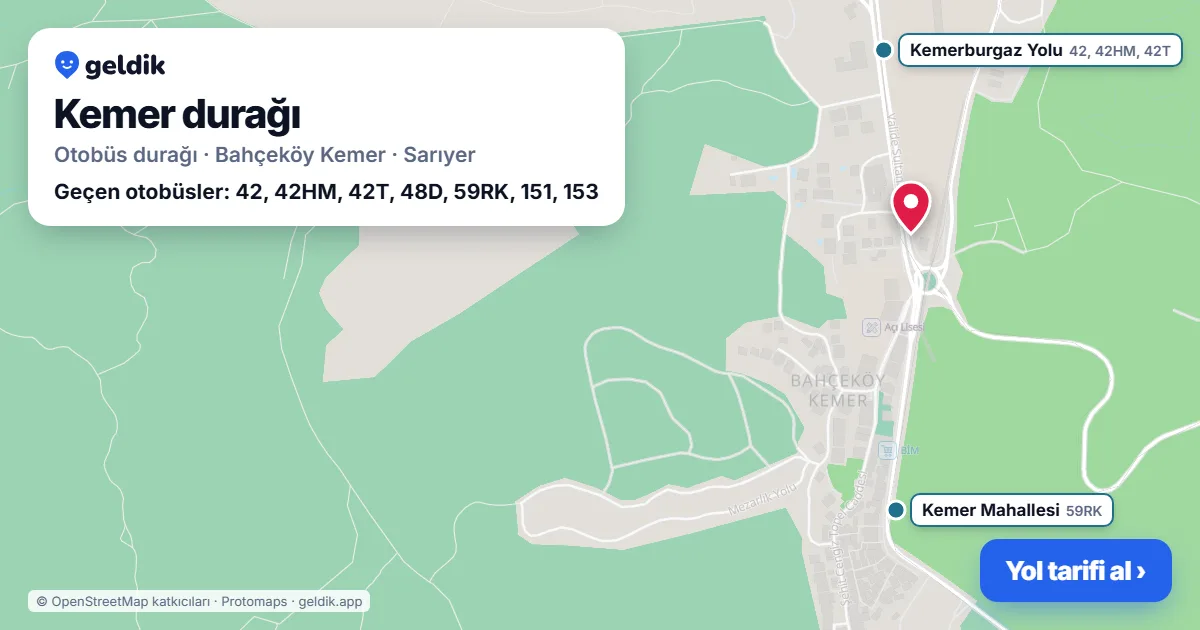 Kemer otobüs durağı haritada: konumu ve yakındaki duraklar
